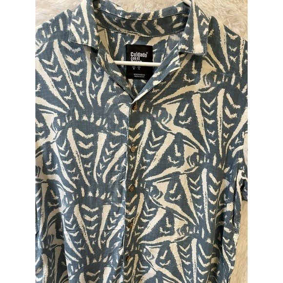 Cuidado Con El Perro Button Up Men's Shirt Size L Short Sleeve, Pocket - Picture 2 of 6